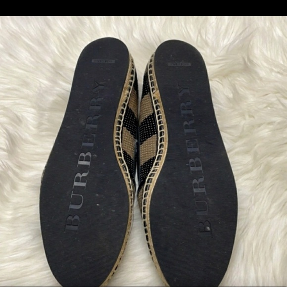 BURBERRY Hodgeson Striped Raffia Eapadrilles - Picture 6 of 7